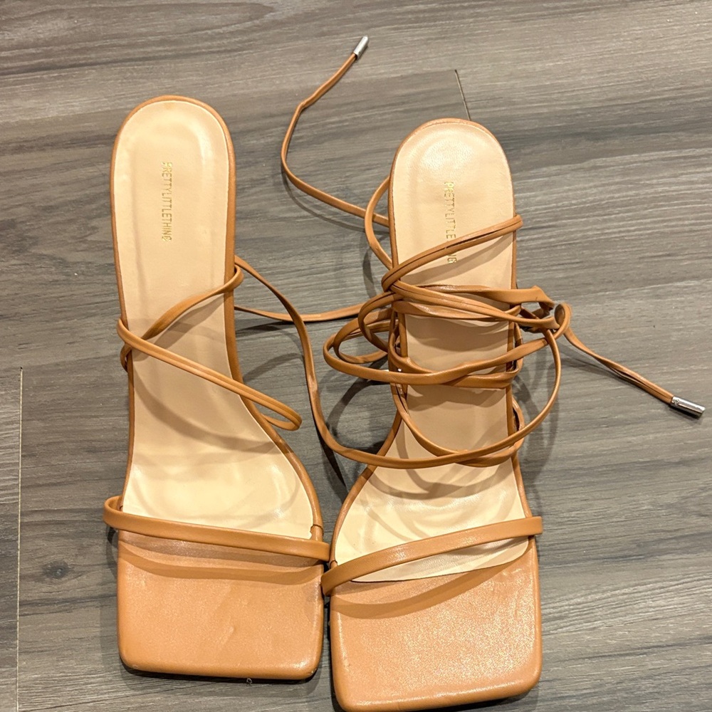 PrettyLittleThing Camel Strappy Heels